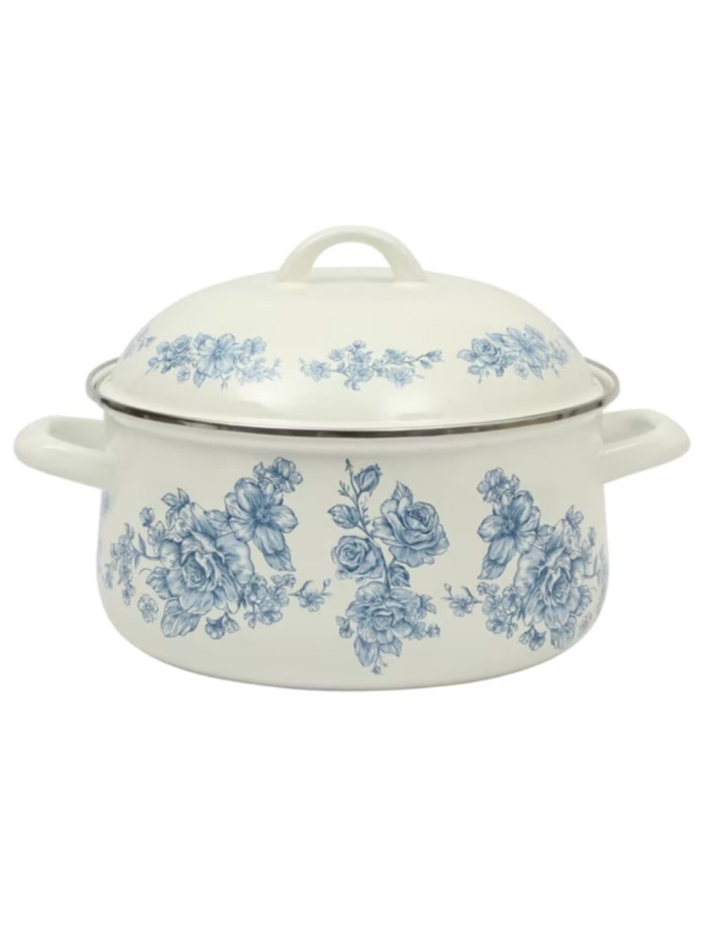 The Pioneer Woman Blue Agatha Collection 6 Qt Floral Enamel Dutch Oven with Lid